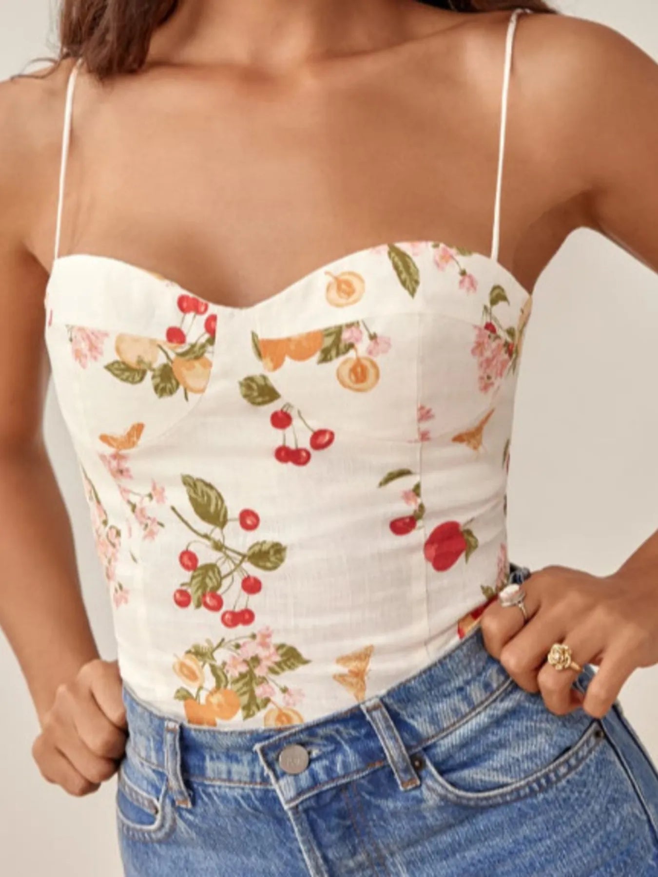 Printed Smocked Cami Top