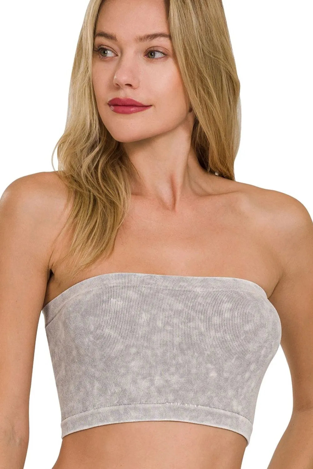 Zenana Washed Ribbed Seamless Tube Top