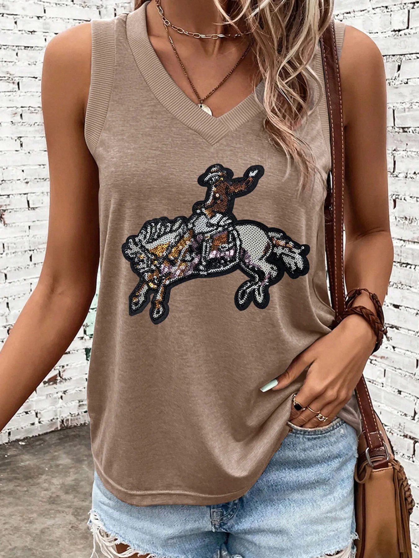 Sequin V-Neck Tank
