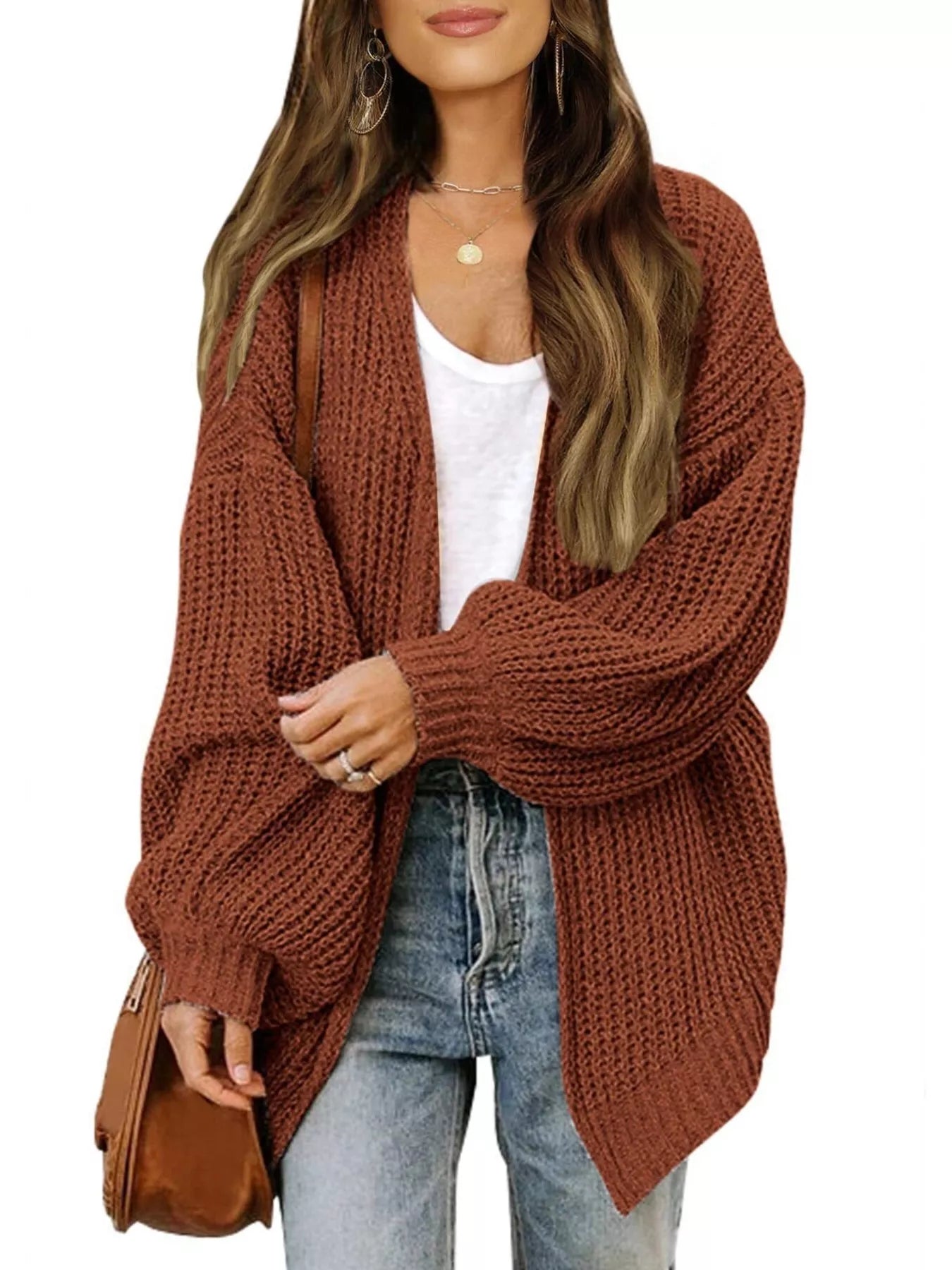 Oversized Chunky Knit Open Front Cardigan
