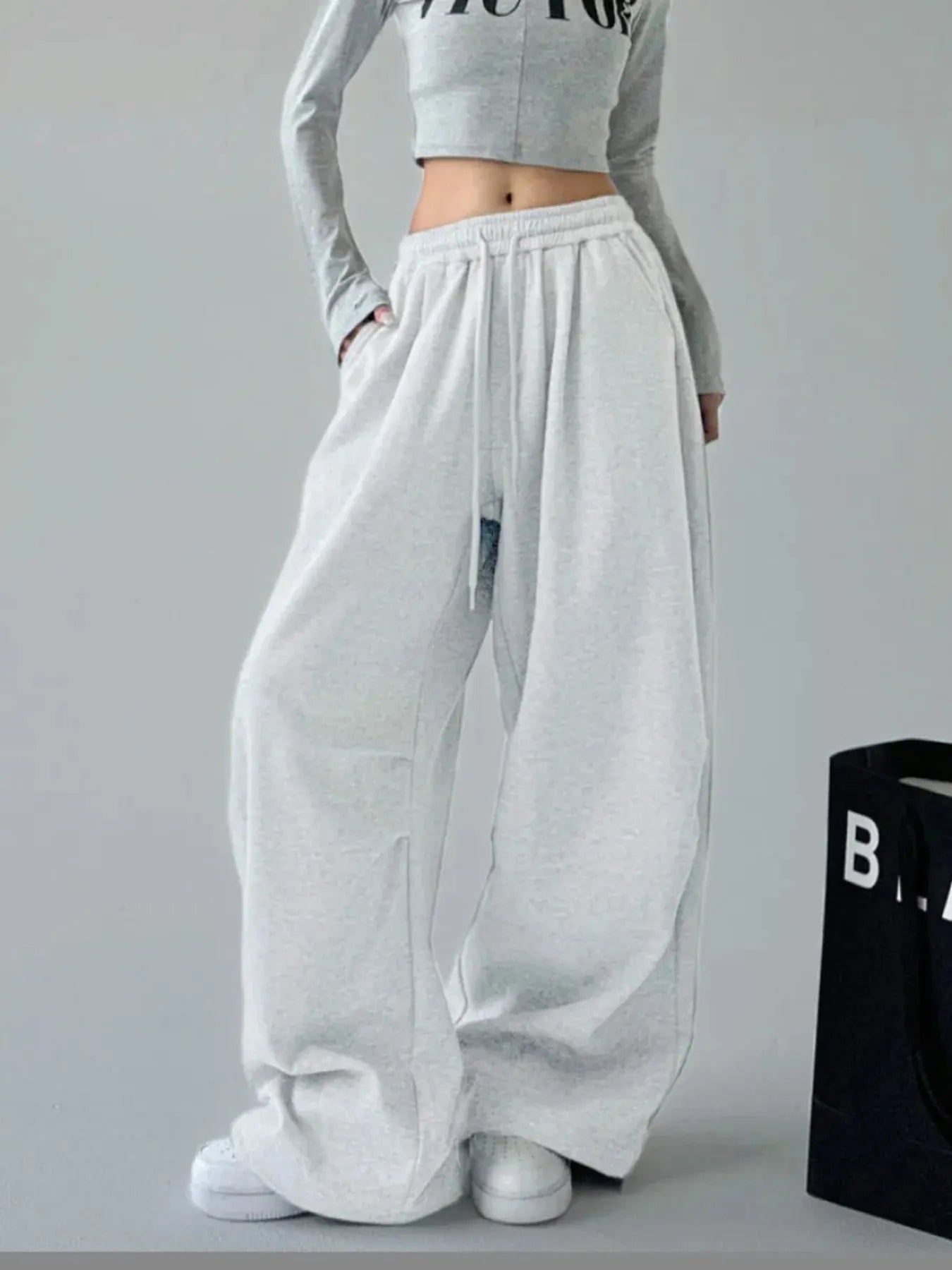 Oversized Wide Leg Drawstring Pants