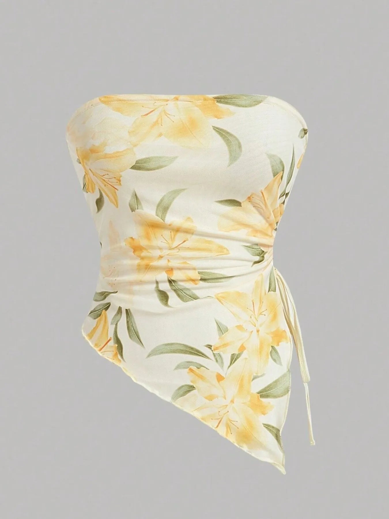 Drawstring Printed Tube Top