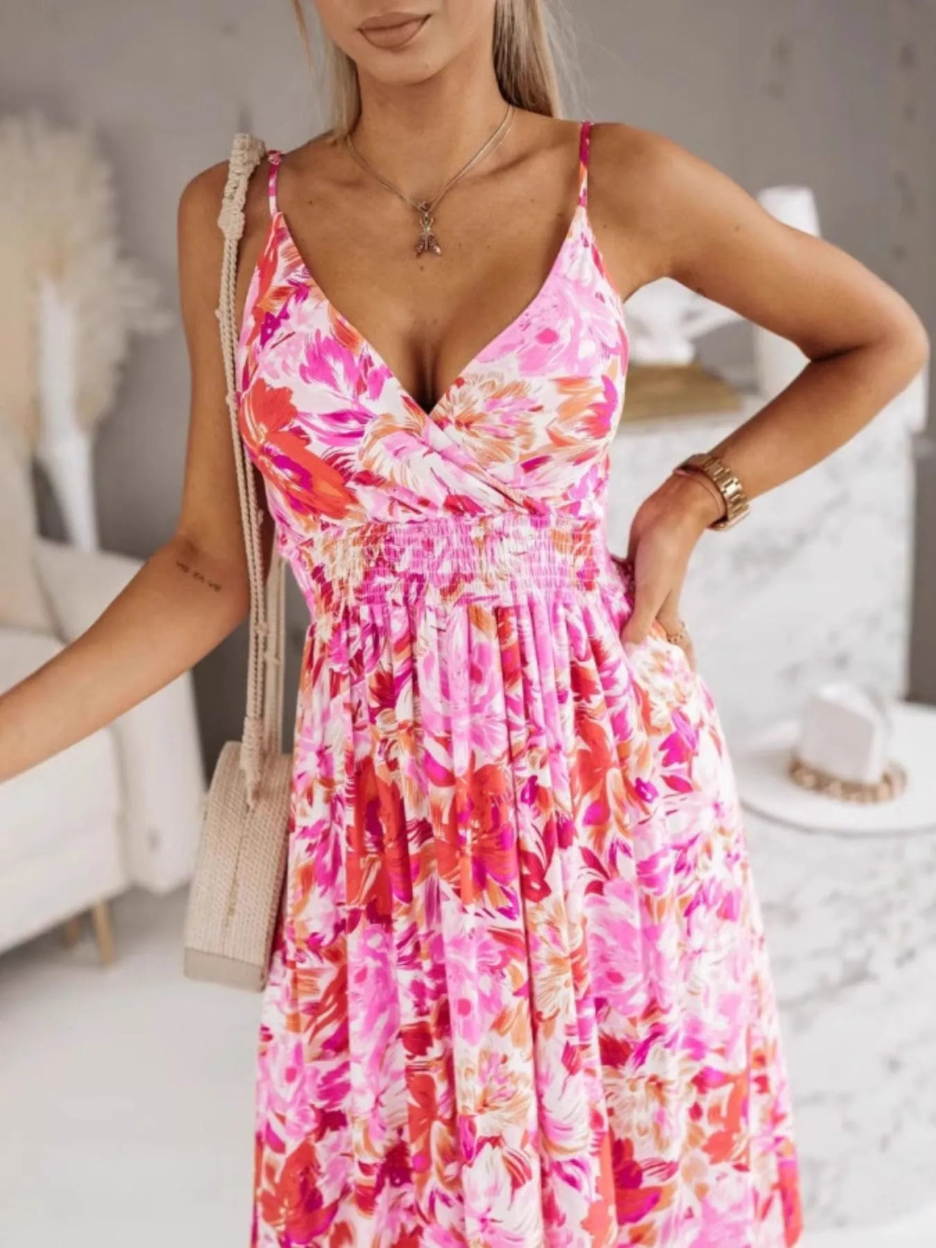 Printed Spaghetti Strap Maxi Dress