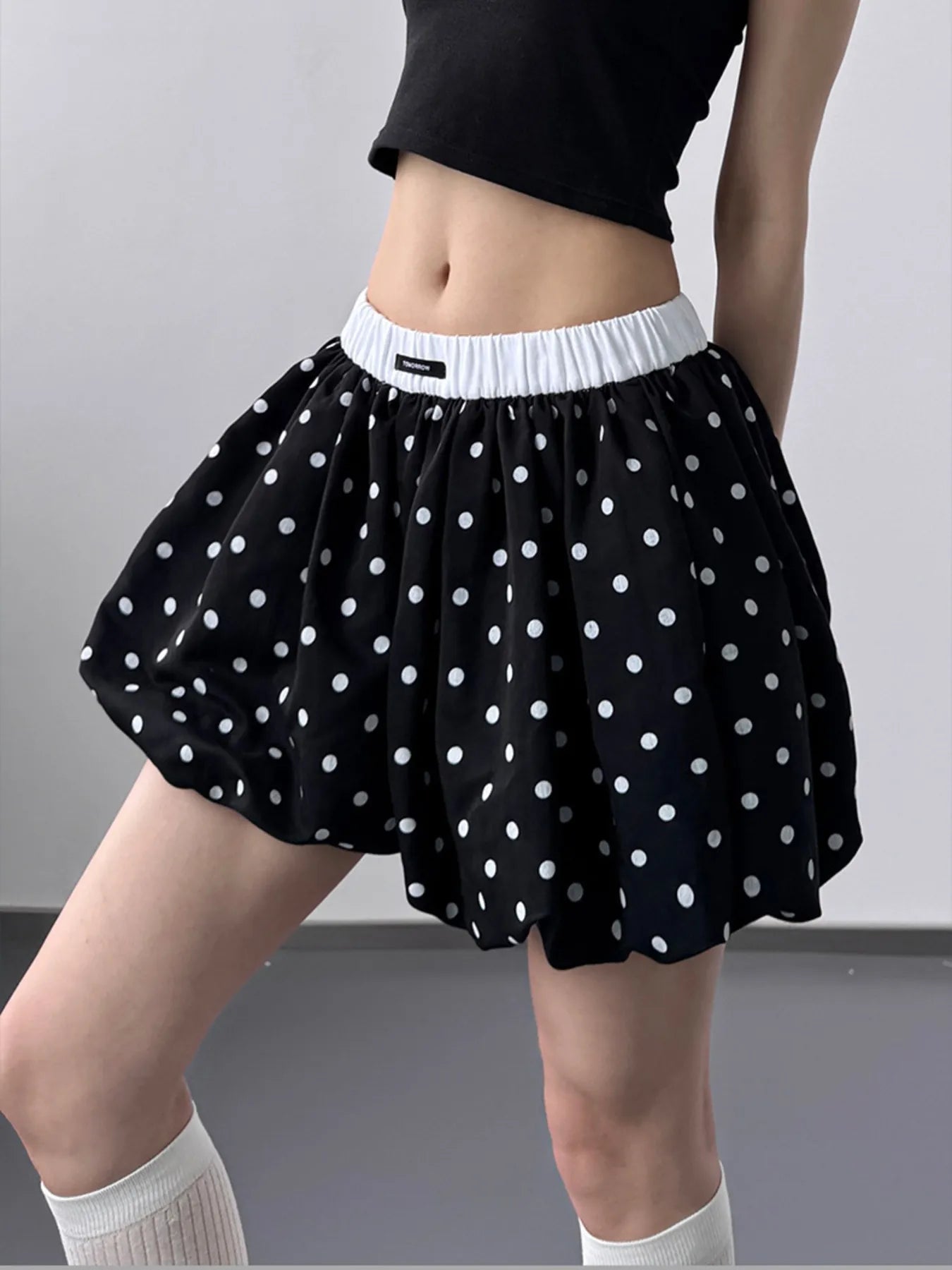 Polka Dot Bubble Shorts with Elastic Waistband
