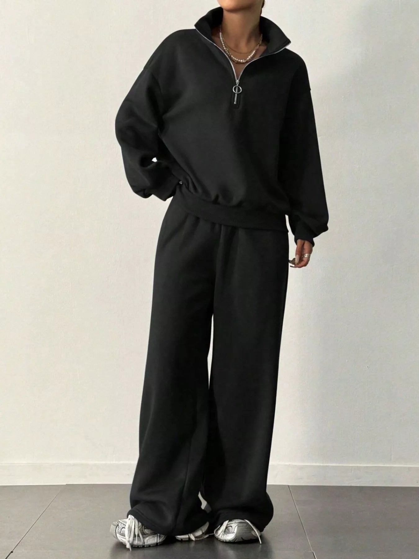 Half-Zip Long Sleeve Sweatshirt and Pants Set