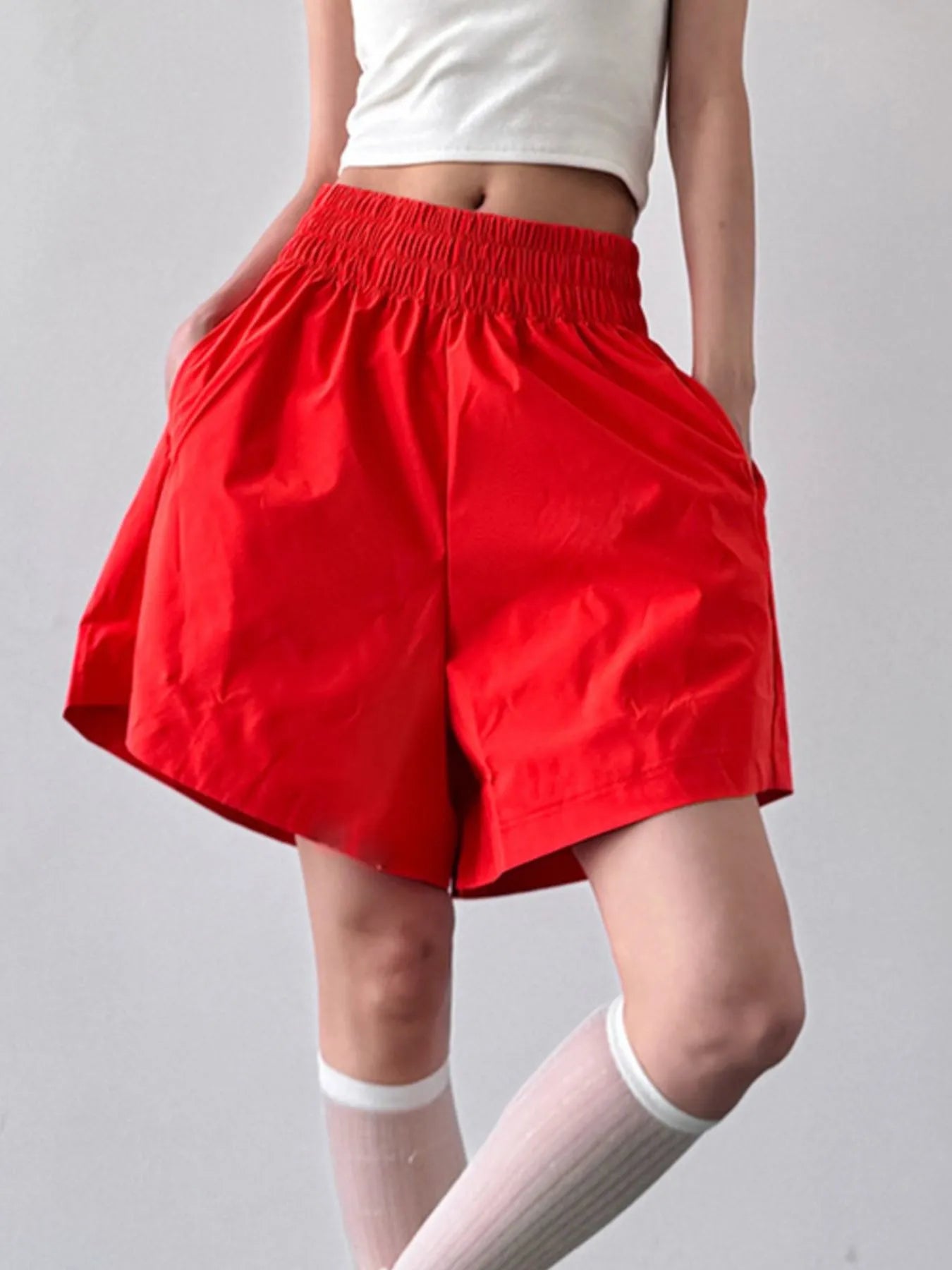 Smocked Wide-Leg Shorts