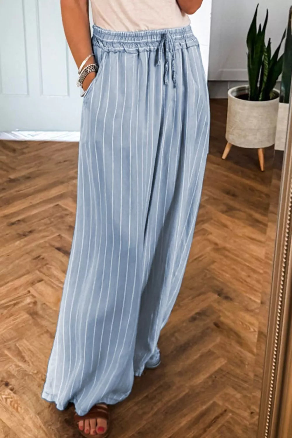 Striped Wide Leg Jeans