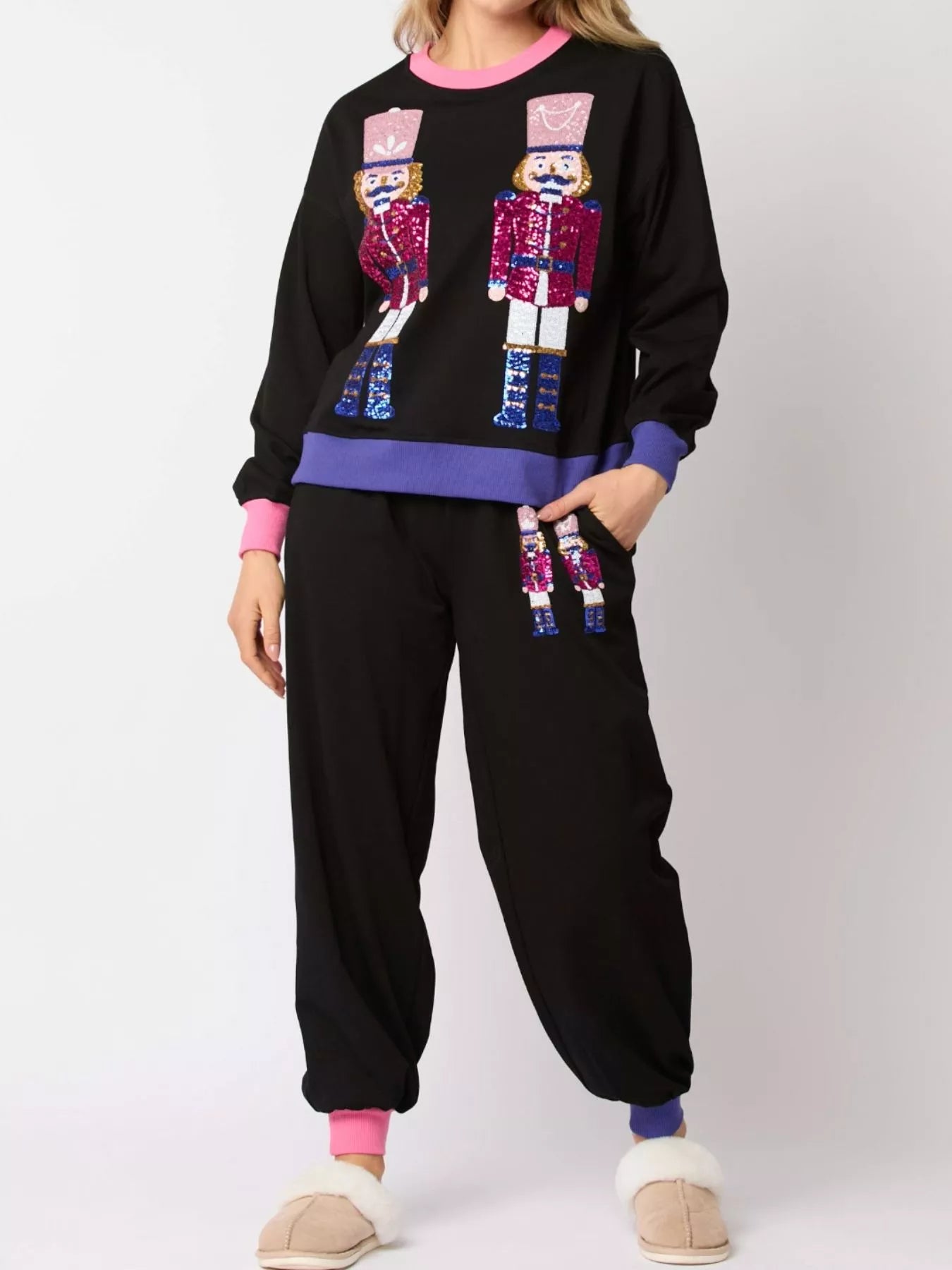 Nutcracker Contrast Trim Sweatshirt and Pants Set