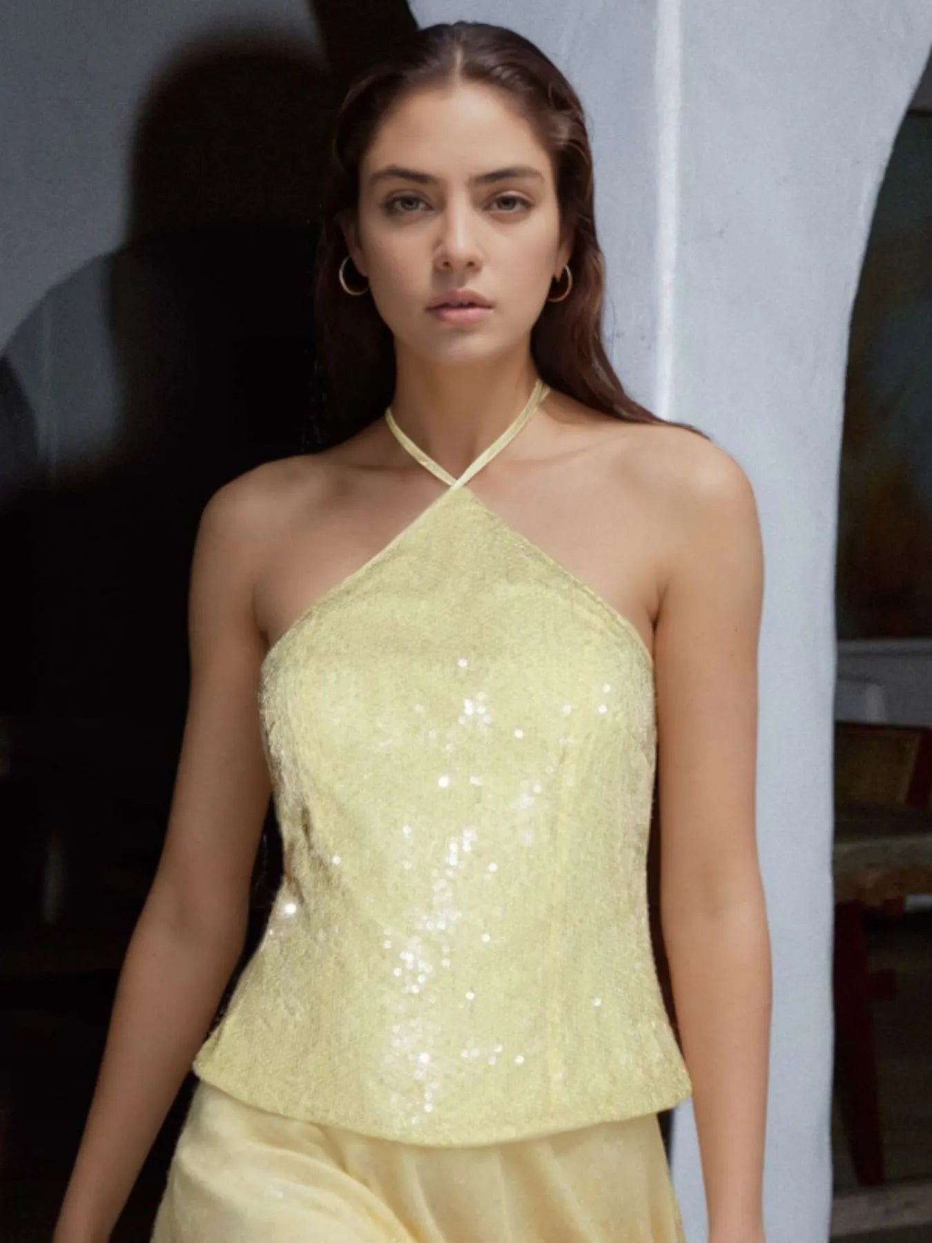 Sequined Halter Neck Cami