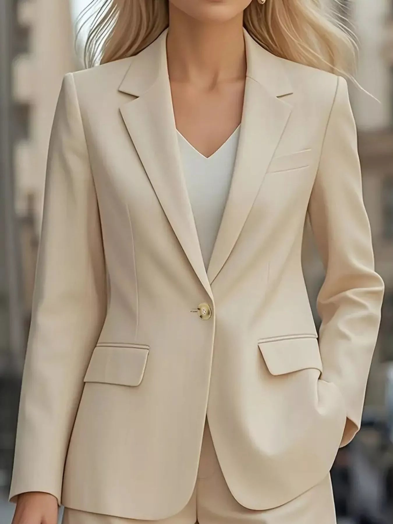 Lapel Collar One Button Blazer