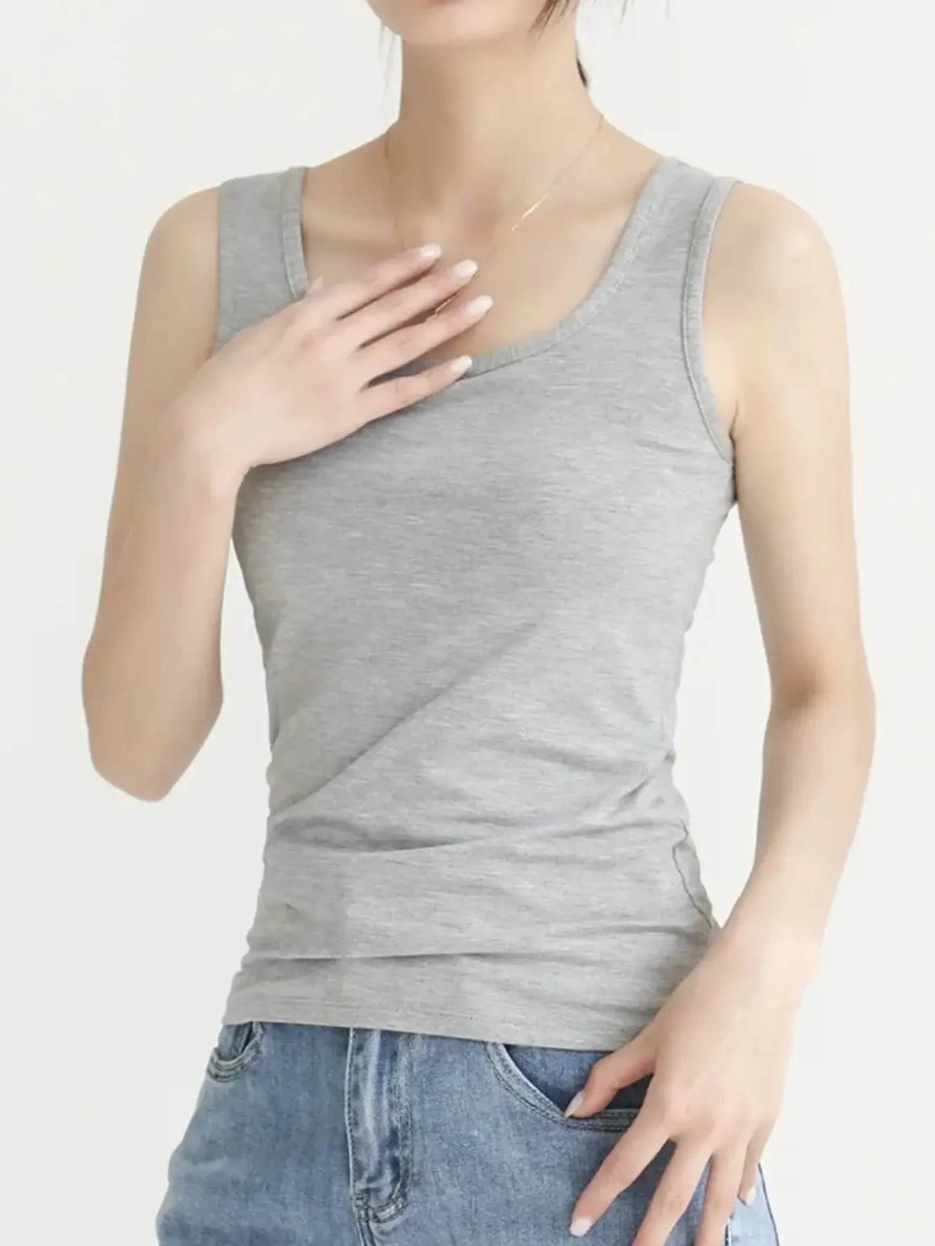 Scoop Neck Wide Strap Tank