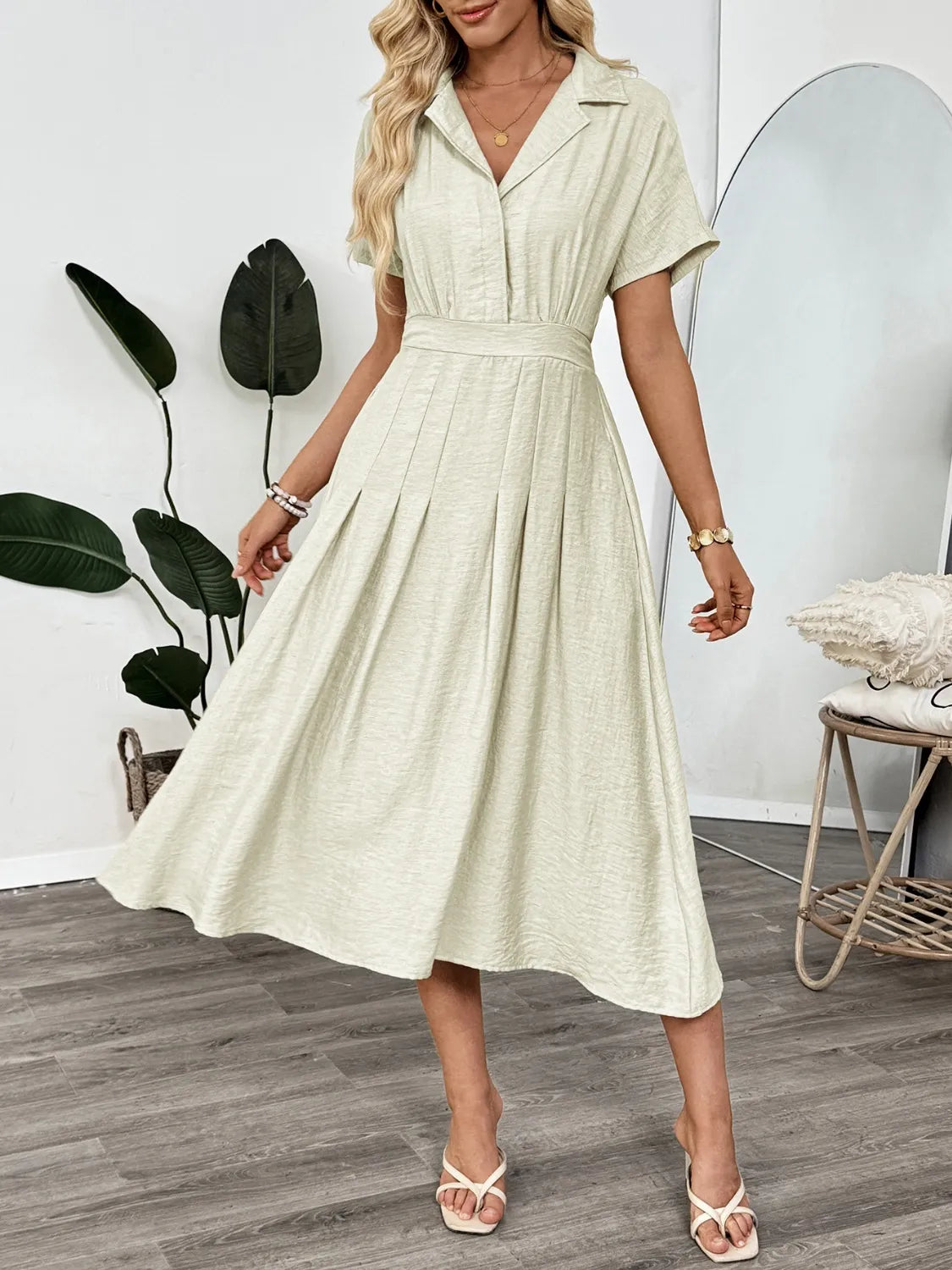 Short Sleeve Midi Dress with Pockets