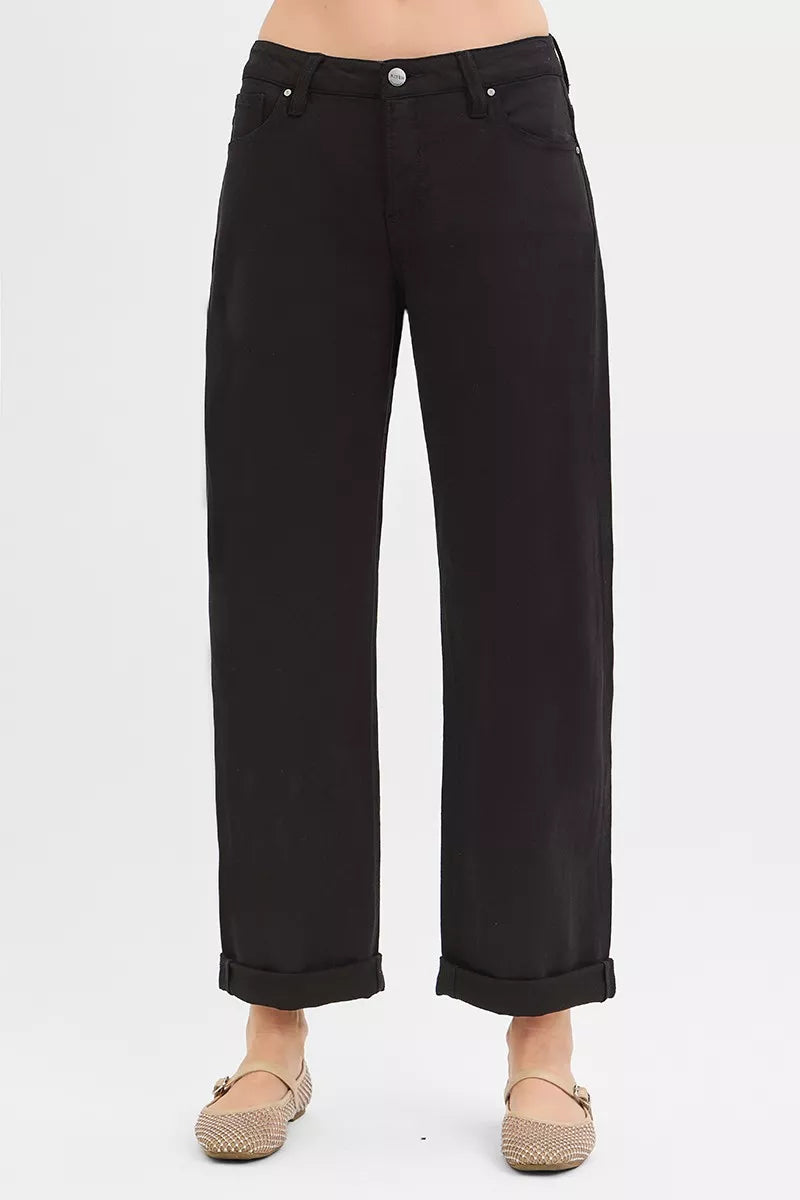 RISEN Tummy Control Mid Rise Ankle Barrel Relaxed Baggy