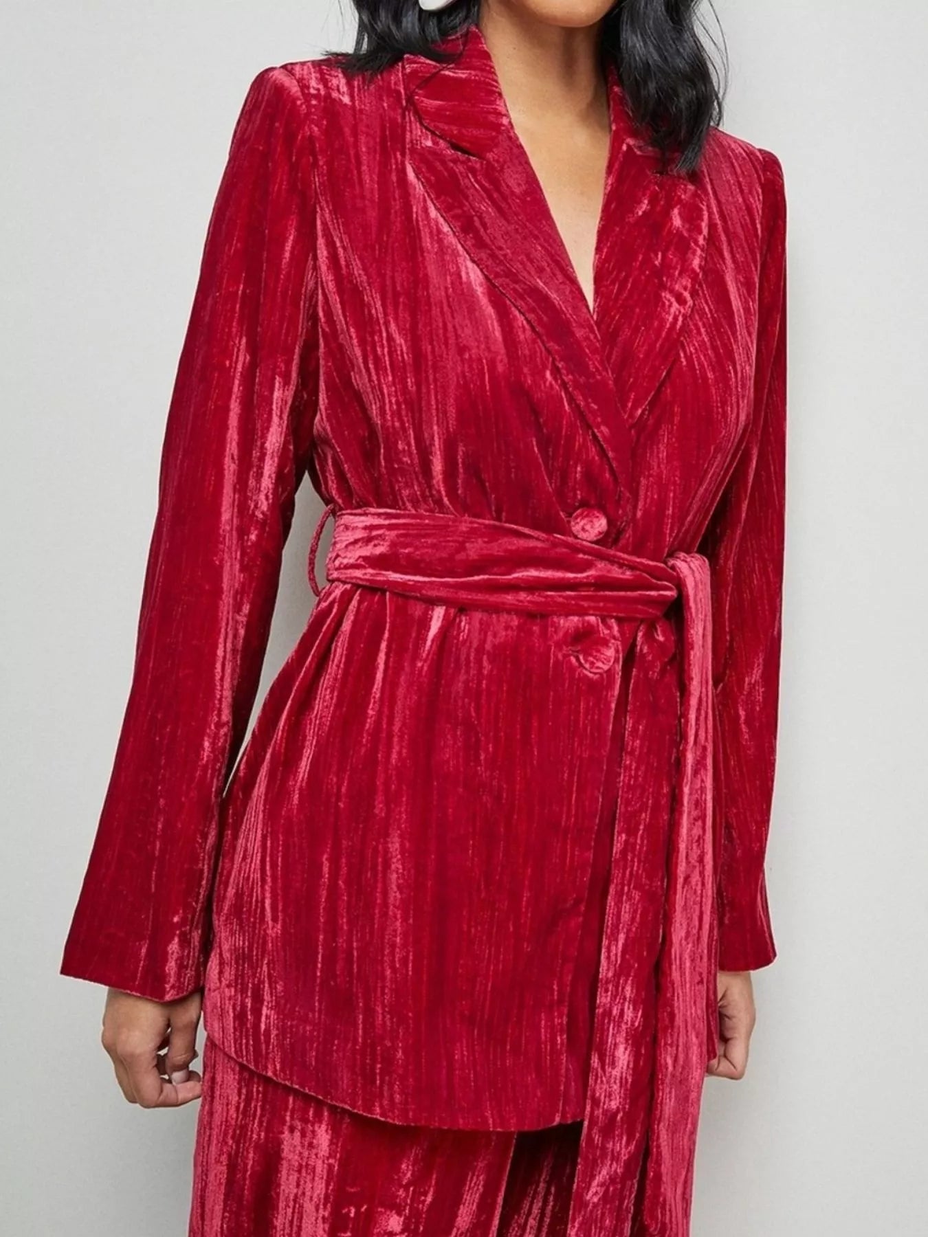Velvet Lapel Collar Blazer & Pants Set