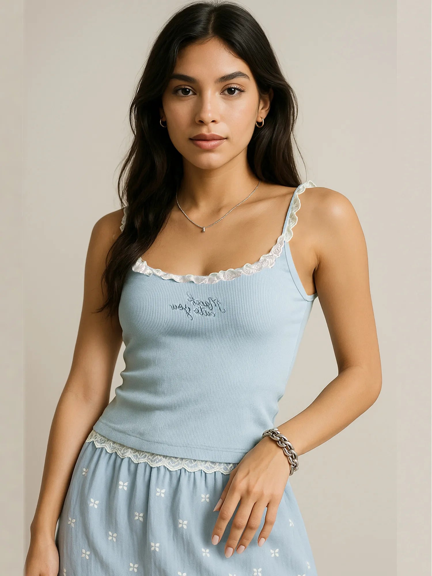 Lace Detail Scoop Neck Cami