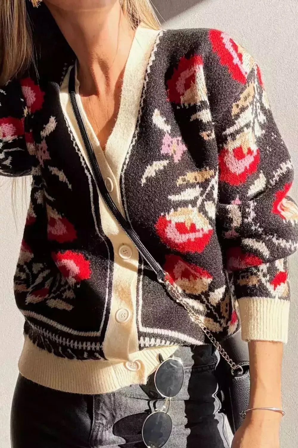 Button Down V-Neck Cardigan