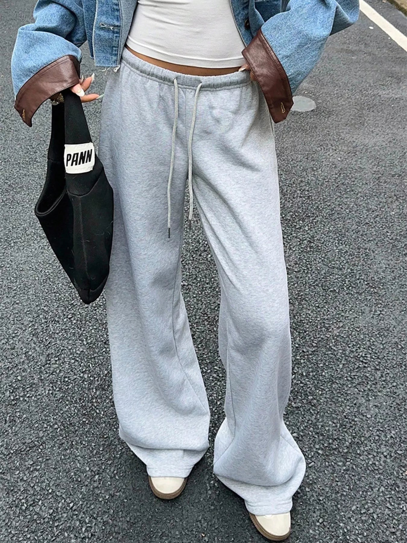 Wide Leg Sweatpants with Drawstring